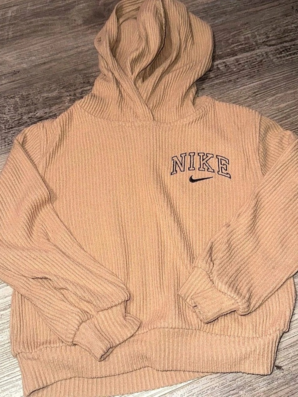 Nike Toddler Girls Swoosh Spirit Cozy Rib Knit Hoodie Rib Knit Hoodie Brown XS